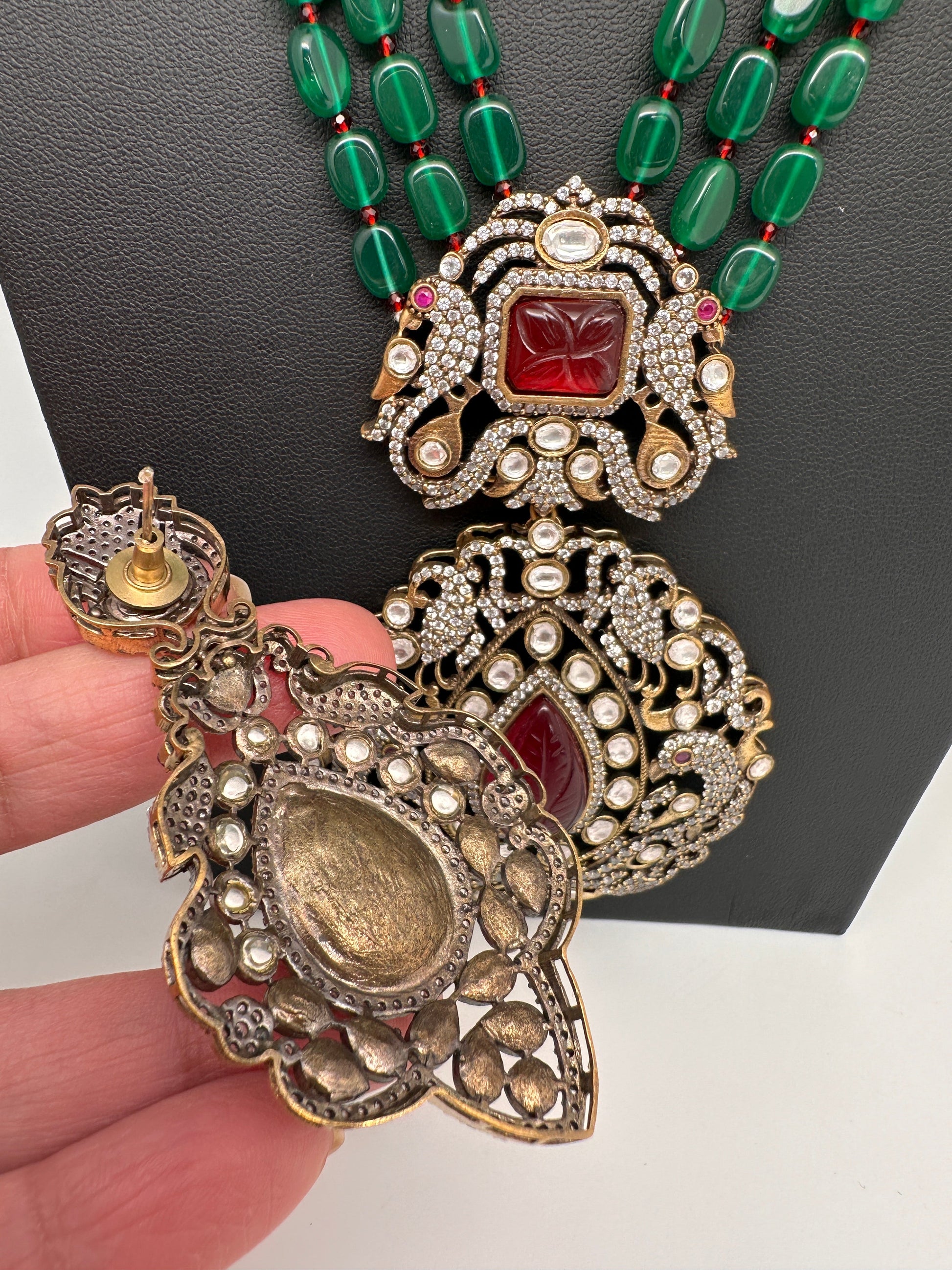 Victorian Moissanite Color Stone Necklace - Multi