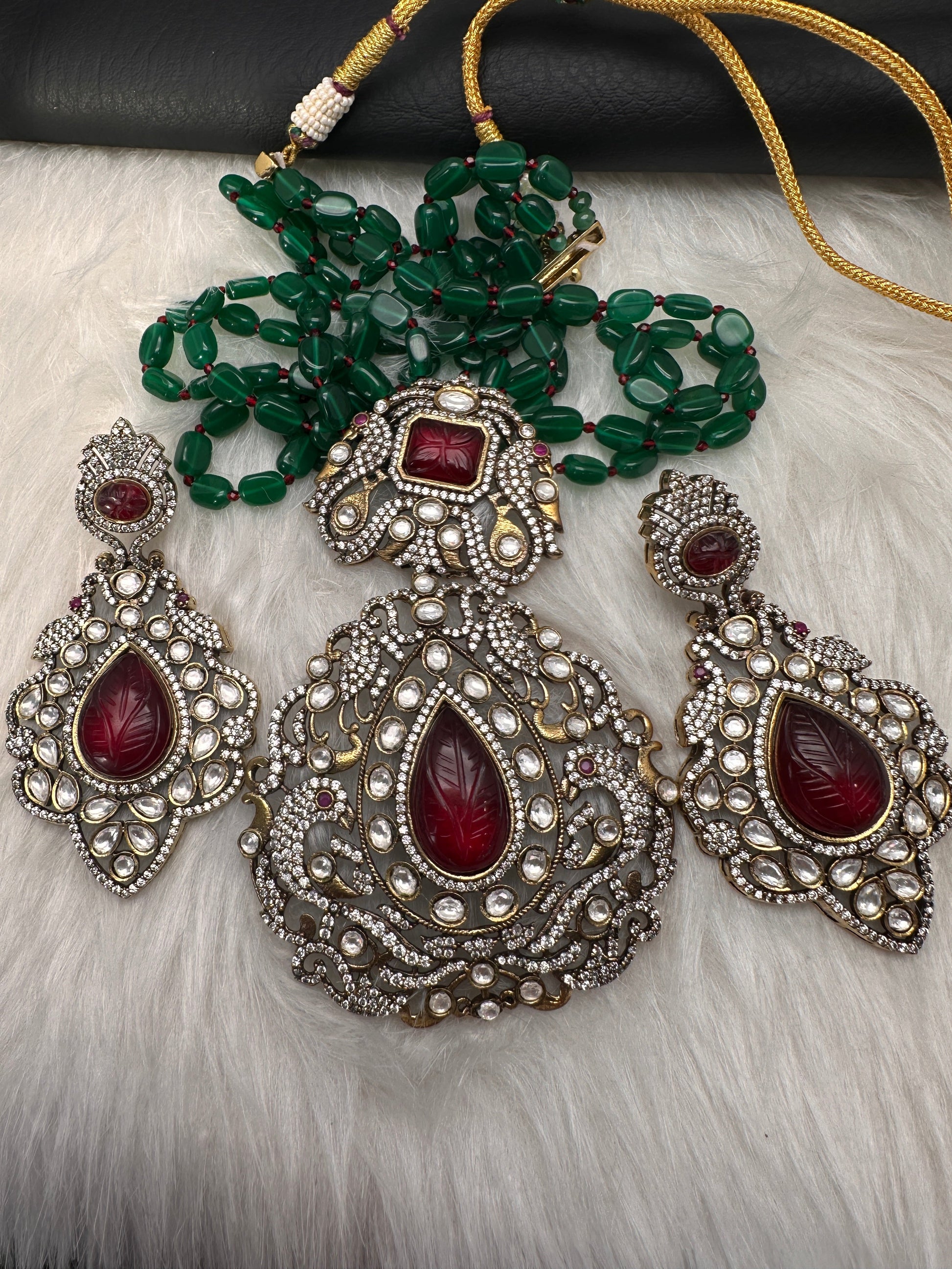Victorian Moissanite Color Stone Necklace - Multi
