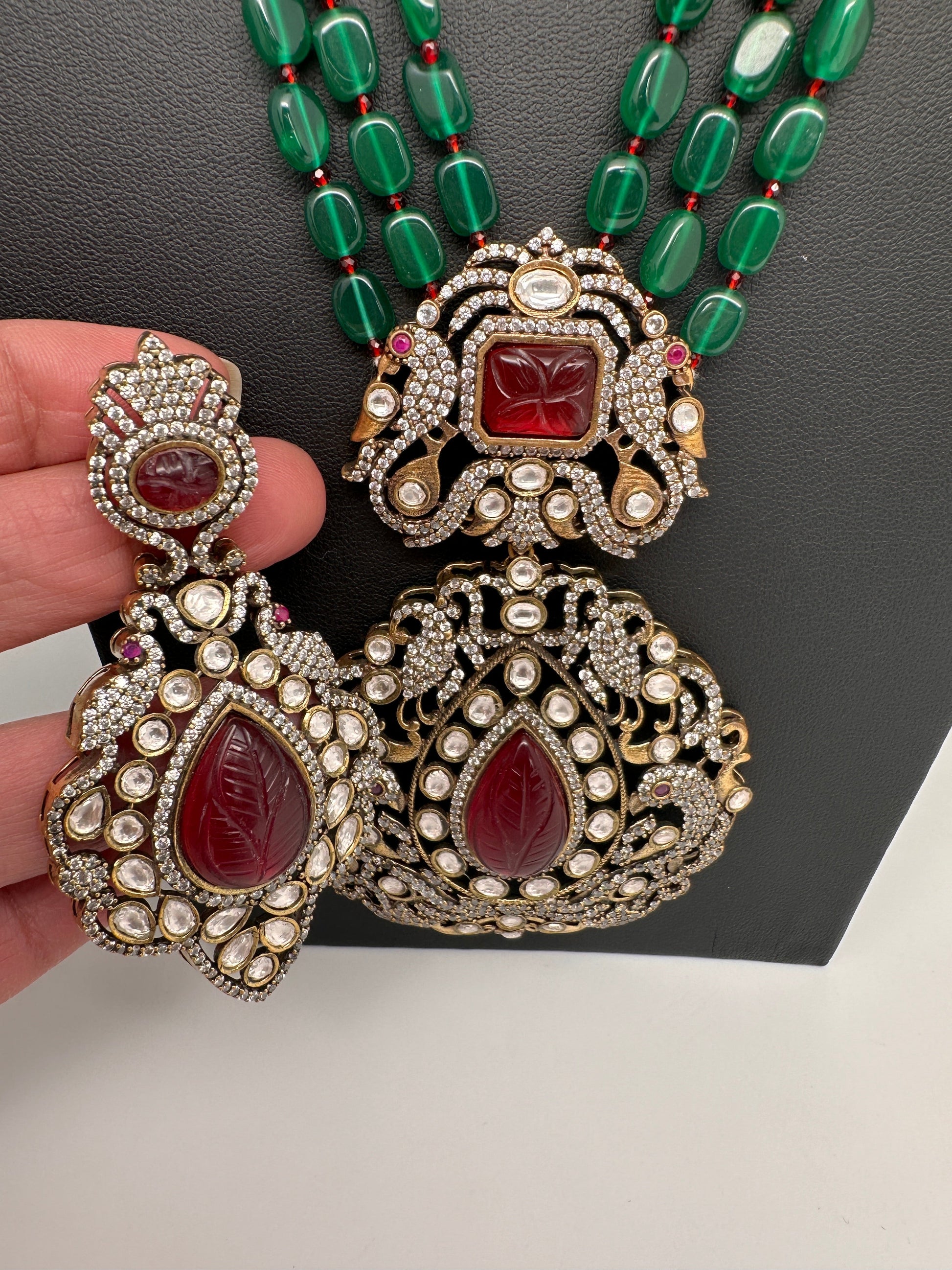 Victorian Moissanite Color Stone Necklace - Multi