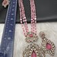 Victorian Moissanite Color Stone Necklace - Pink