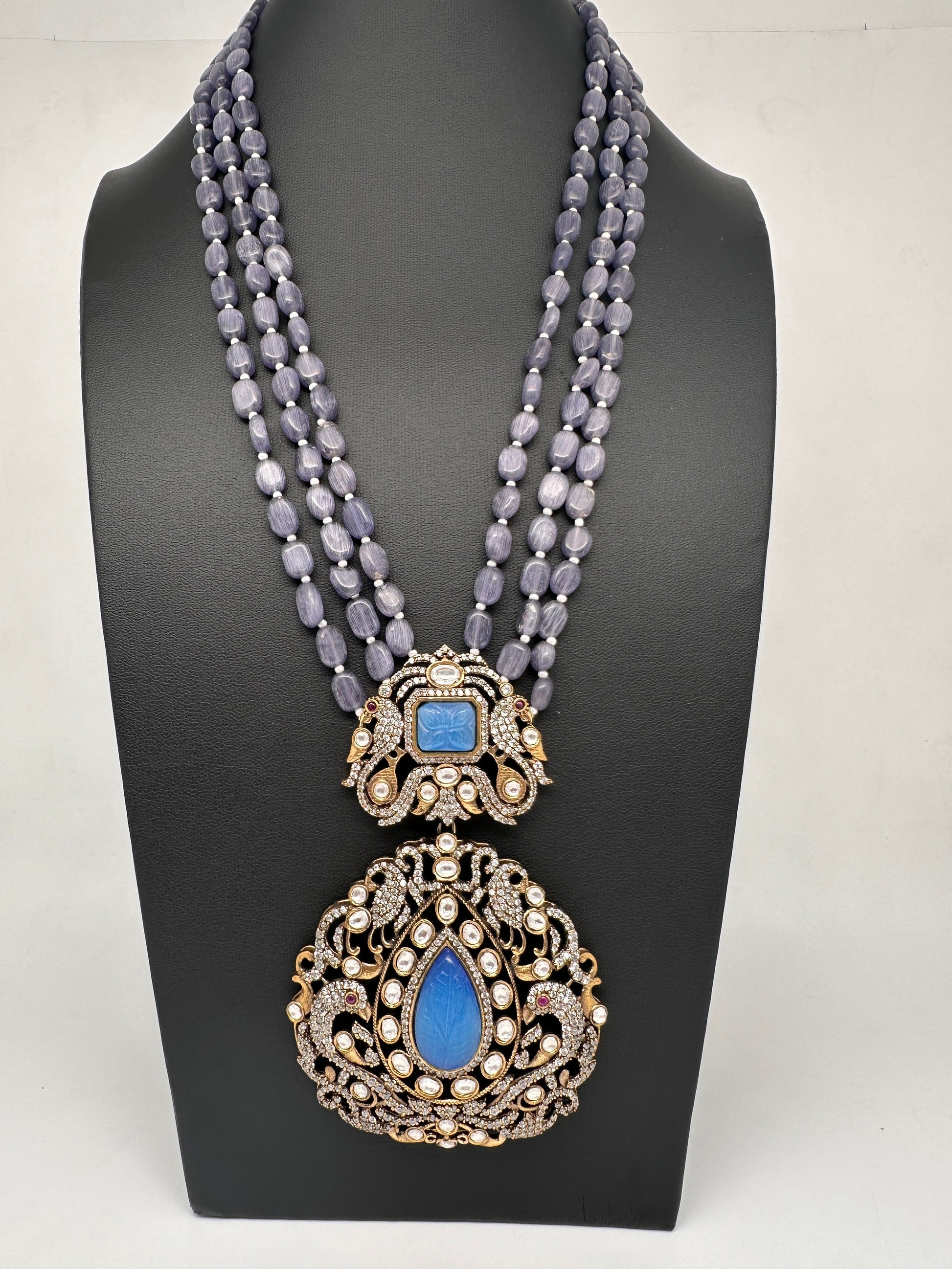 Victorian Moissanite Color Stone Necklace - Purple