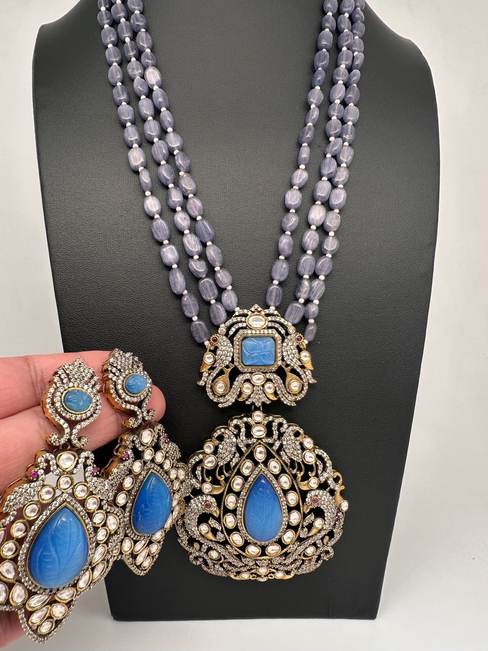 Victorian Moissanite Color Stone Necklace - Purple