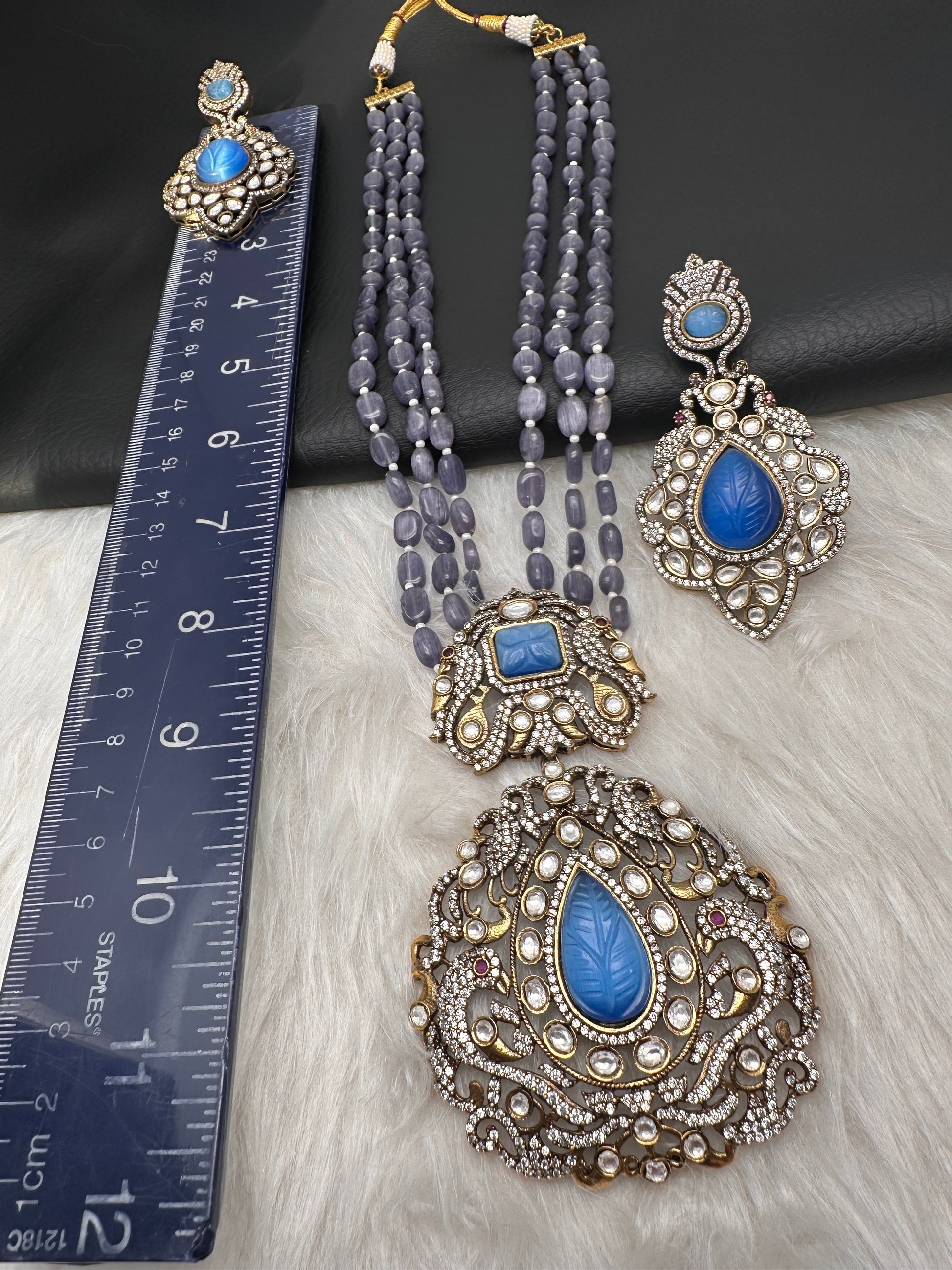 Victorian Moissanite Color Stone Necklace - Purple