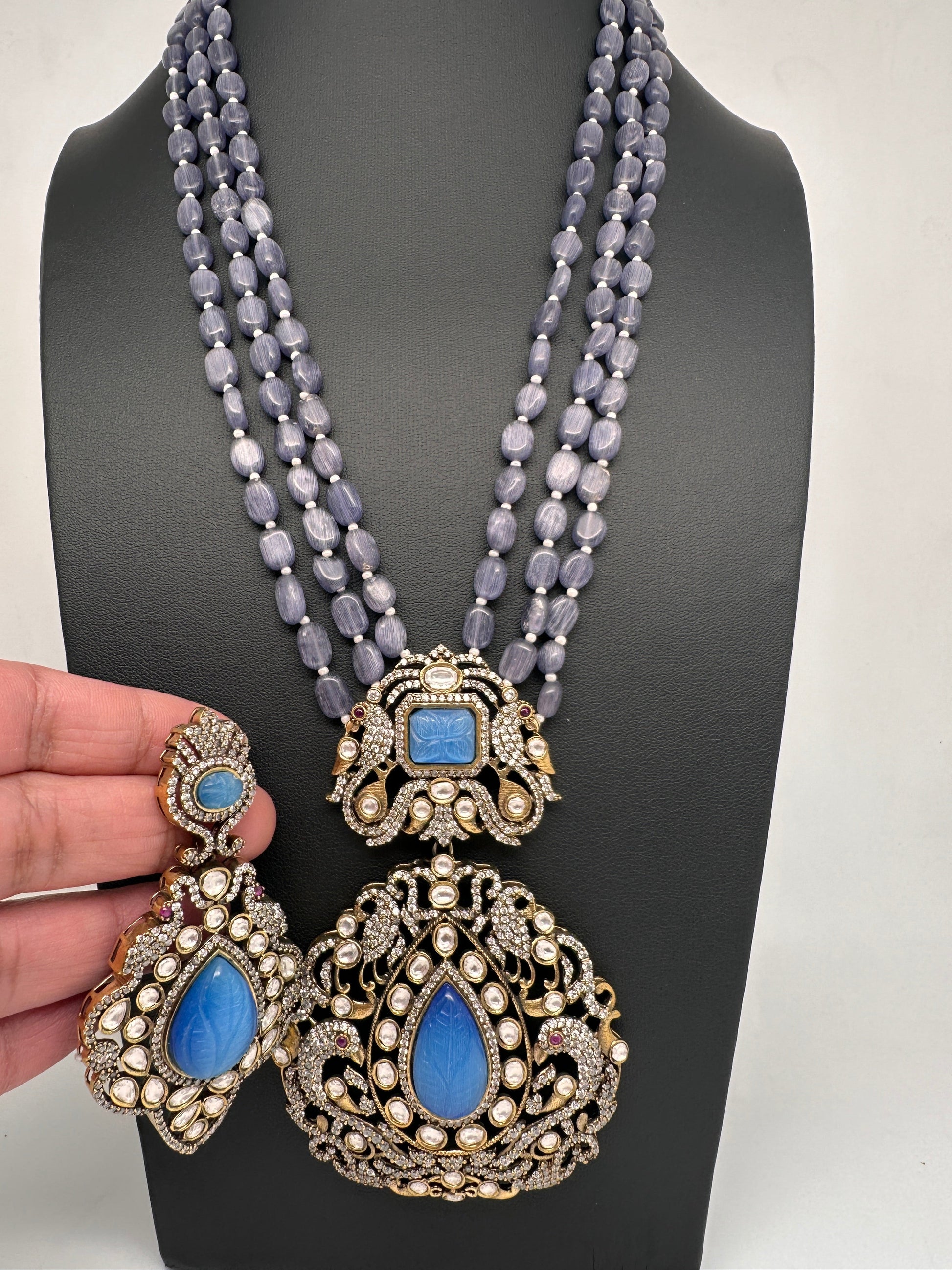 Victorian Moissanite Color Stone Necklace - Purple