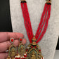 Geru Finish Goddess Lakshmi Color Stone Necklace - Coral