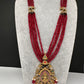 Geru Finish Goddess Lakshmi Color Stone Necklace - Red