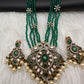 Crystal Beads AD Victorian Color Stone Necklace - Green