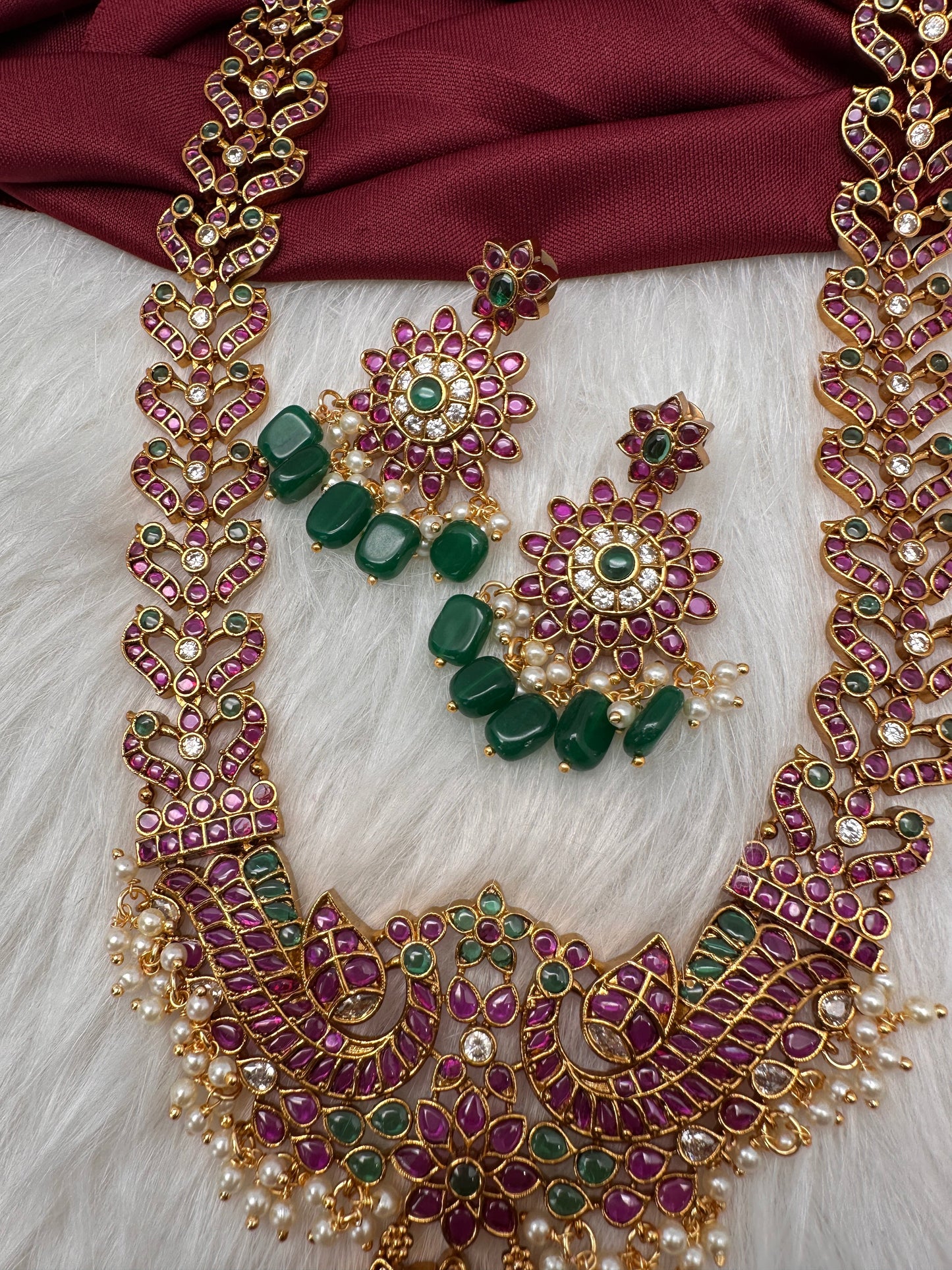 Traditional Ethnic Kempu Long Necklace