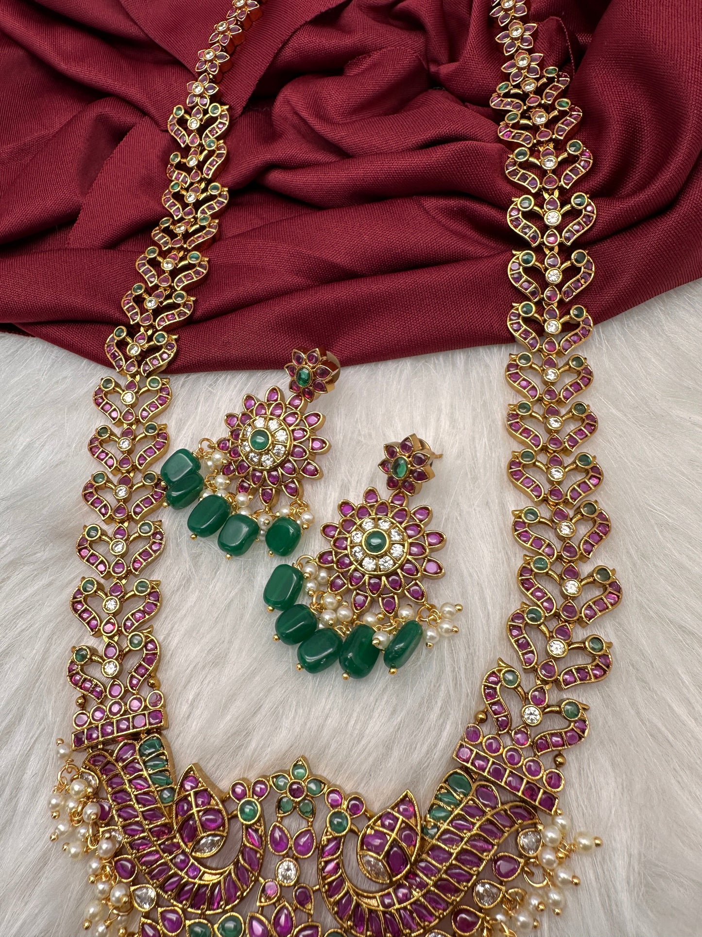 Traditional Ethnic Kempu Long Necklace