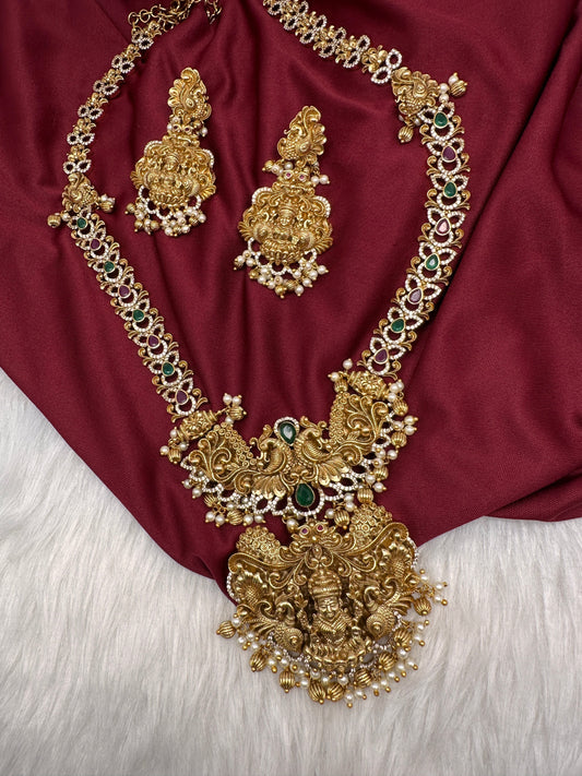 Matte Goddess Lakshmi Nakshi Long Necklace