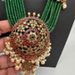 Kempu Beads Mayura Haar Color Stone Necklace - Green