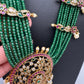Kempu Beads Mayura Haar Color Stone Necklace - Green