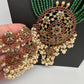 Kempu Beads Mayura Haar Color Stone Necklace - Green