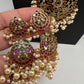 Kempu Beads Mayura Haar Color Stone Necklace - Green