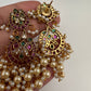 Kempu Beads Mayura Haar Color Stone Necklace - Green