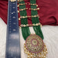 Kempu Beads Mayura Haar Color Stone Necklace - Green