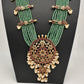 Kempu Beads Mayura Haar Color Stone Necklace - MintGreen