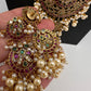 Kempu Beads Mayura Haar Color Stone Necklace - MintGreen