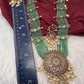 Kempu Beads Mayura Haar Color Stone Necklace - MintGreen