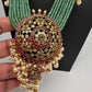 Kempu Beads Mayura Haar Color Stone Necklace - MintGreen
