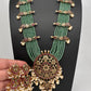 Kempu Beads Mayura Haar Color Stone Necklace - MintGreen