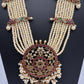 Kempu Beads Mayura Haar Color Stone Necklace - Pearl