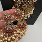 Kempu Beads Mayura Haar Color Stone Necklace - Pearl
