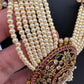Kempu Beads Mayura Haar Color Stone Necklace - Pearl