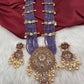 Kempu Beads Mayura Haar Color Stone Necklace - Purple