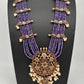 Kempu Beads Mayura Haar Color Stone Necklace - Purple