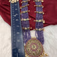 Kempu Beads Mayura Haar Color Stone Necklace - Purple