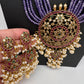 Kempu Beads Mayura Haar Color Stone Necklace - Purple