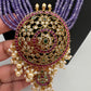 Kempu Beads Mayura Haar Color Stone Necklace - Purple