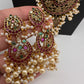 Kempu Beads Mayura Haar Color Stone Necklace - Purple
