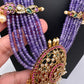 Kempu Beads Mayura Haar Color Stone Necklace - Purple