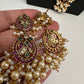 Kempu Beads Mayura Haar Color Stone Necklace - Purple
