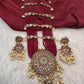 Kempu Beads Mayura Haar Color Stone Necklace - Red