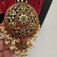 Kempu Beads Mayura Haar Color Stone Necklace - Red