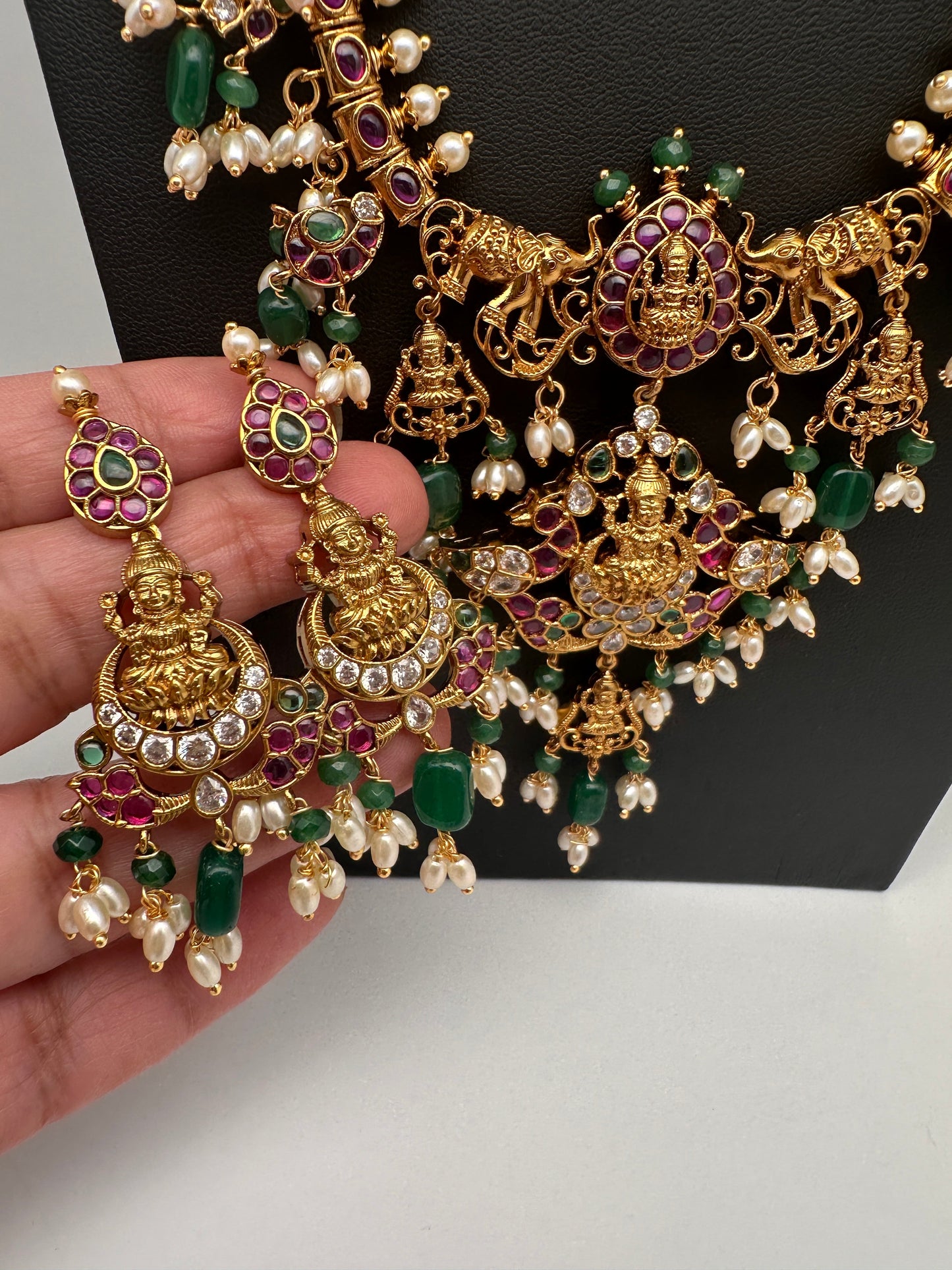 Green Goddess Lakshmi Rice Pearls Guttapusalu