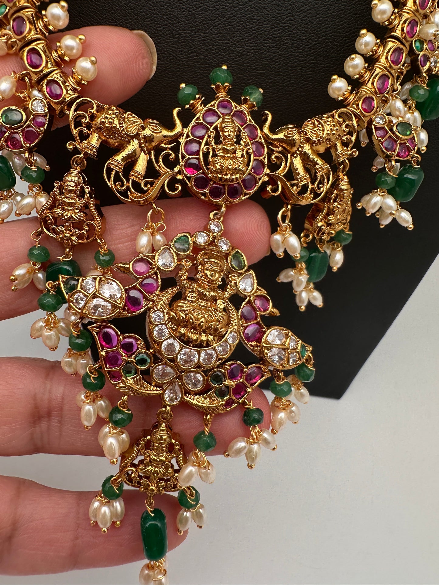 Green Goddess Lakshmi Rice Pearls Guttapusalu