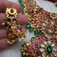 Potta Stones Emerald Beads Pearls Ethnic Long Necklace