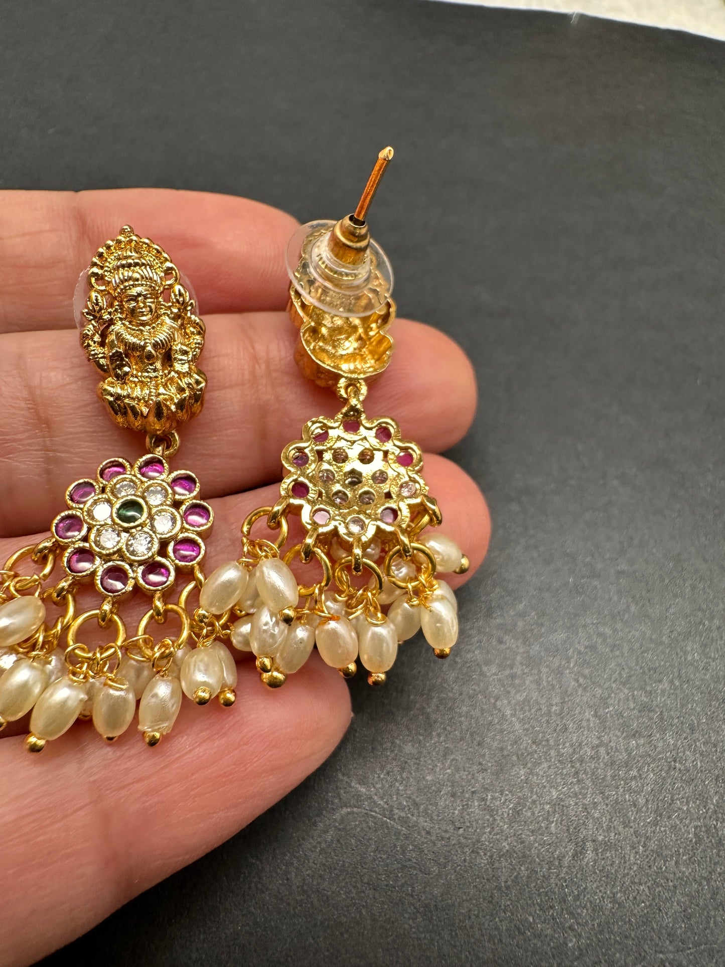 Goddess Lakshmi Rice Pearls Guttapusalu Necklace
