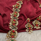 Goddess Lakshmi Rice Pearls Coral Emerald Matte Guttapusalu Necklace