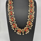 Goddess Lakshmi Rice Pearls Coral Emerald Matte Guttapusalu Necklace