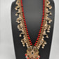 Mango Kempu Rice Pearls Matte Guttapusalu Long Necklace - Coral