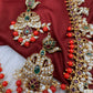 Mango Kempu Rice Pearls Matte Guttapusalu Long Necklace - Coral