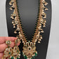 Mango Kempu Rice Pearls Matte Guttapusalu Long Necklace - Green