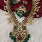 Mango Kempu Rice Pearls Matte Guttapusalu Long Necklace - Green