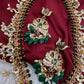 Mango Kempu Rice Pearls Matte Guttapusalu Long Necklace - Green