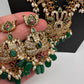 Mango Kempu Rice Pearls Matte Guttapusalu Long Necklace - Green